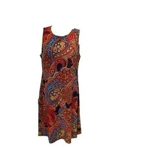 Tommy Hilfiger size 6 sleeveless paisley shirt midi dress EUC